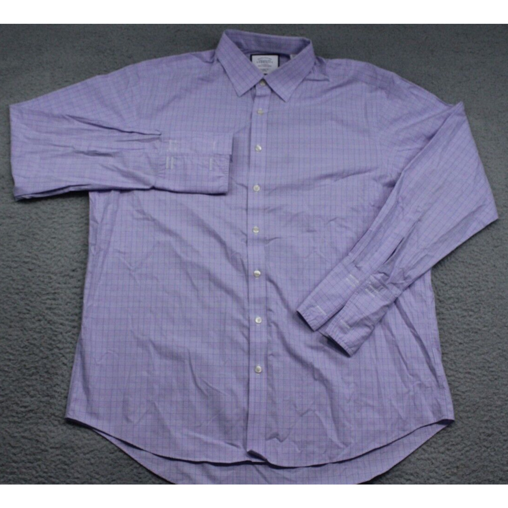Charles Tyrwhitt Shirt Mens 17.5 Purple Plaid Classic Fit French Cuffs Button Up